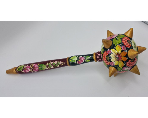 Wooden Mace. Handmade. Handpainted. Petrykivka style