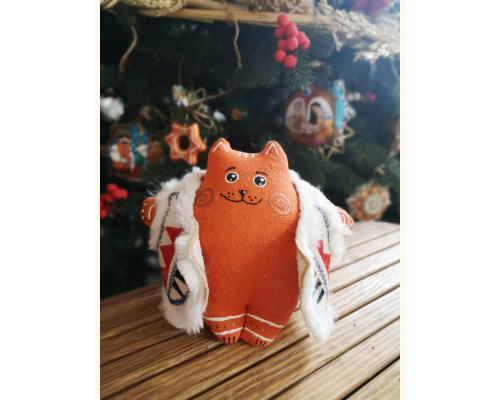 Fatty Cat in a sheepskin mantle (red)