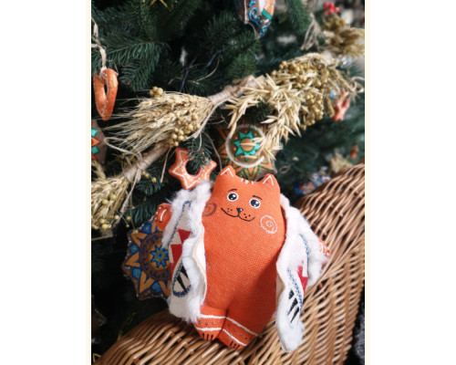 Fatty Cat in a sheepskin mantle (red)