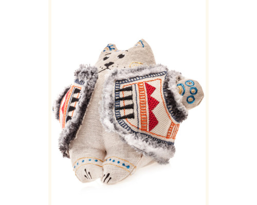 Fatty Cat in a sheepskin mantle (white)