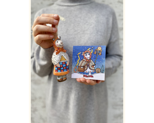 Postcard "Caroling Goat"