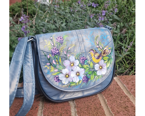 Сумка шкіряна сіра