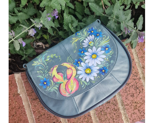 Сумка шкіряна пташки 