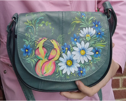 Сумка шкіряна пташки 