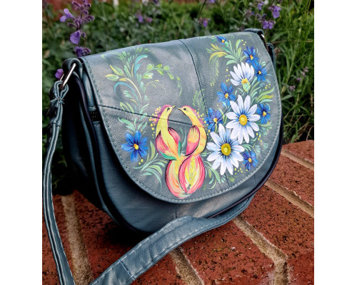 Сумка шкіряна пташки 